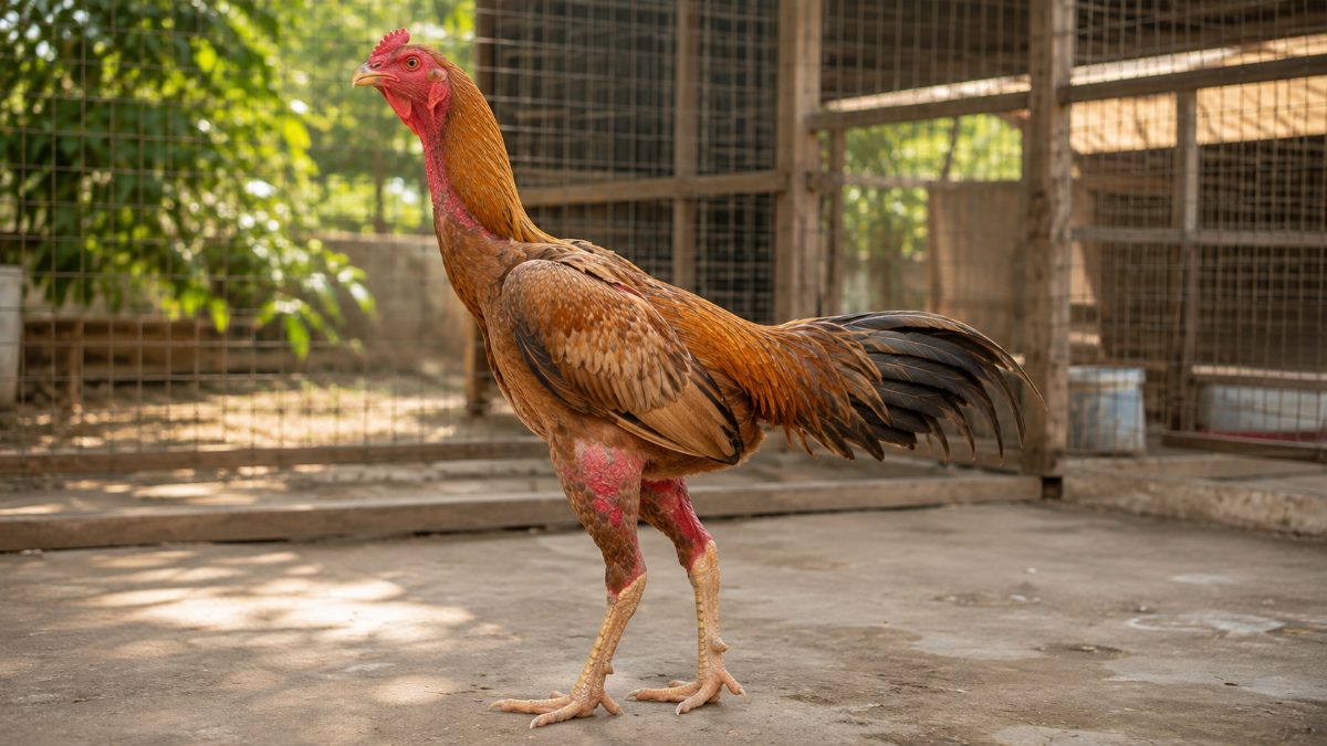 Gà nòi trưởng thành khoe nền lông vàng nâu dịu (màu khét) — sắc lông vũ chỉ rõ khi gà đã lớn