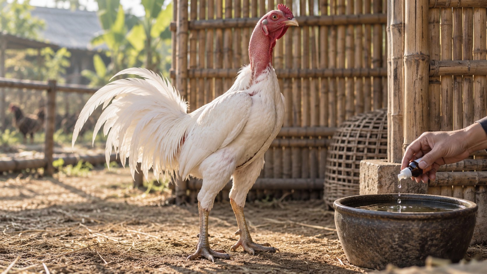 gà nòi nhạn được nhỏ thuốc hỗ trợ trong đợt dùng kháng sinh - Gà Võ