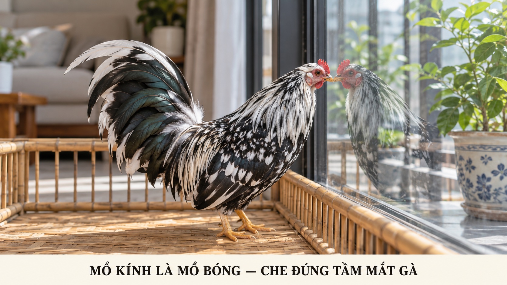 Gà cảnh mổ kính, mổ gương: phá bóng phản chiếu trong 48 giờ