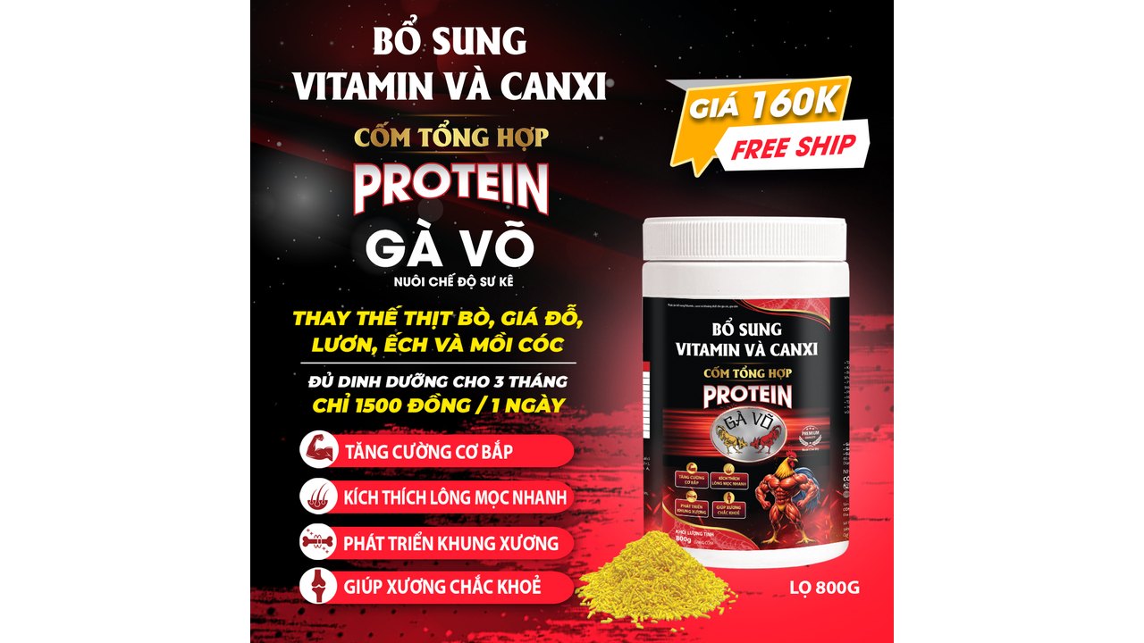 Cốm Tổng Hợp Protein Gà Võ 800g giá bao nhiêu mua ở đâu chính hãng