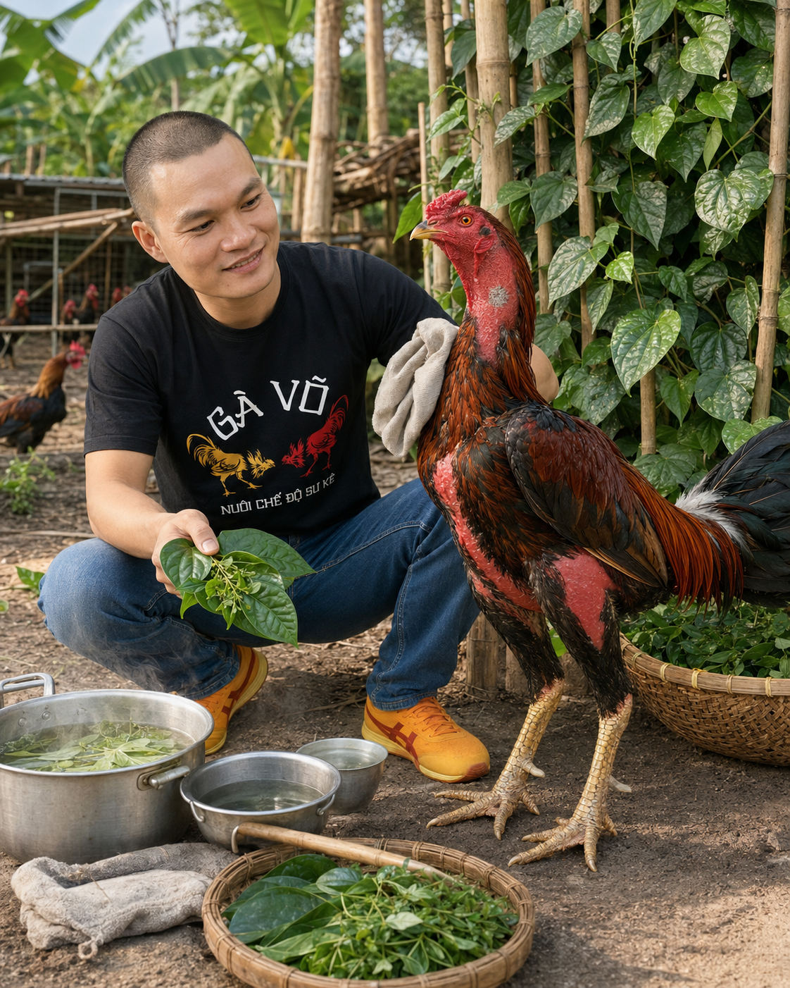 Cách Dùng Lá Trầu Không Và Lá Chè Xanh Lau Mốc Da Cho Gà