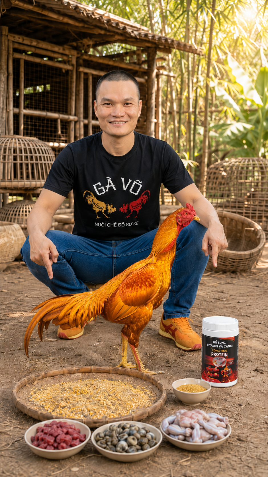 Cốm Tổng Hợp Protein Gà Võ – Hỗ Trợ Tăng Cơ, Tốt Lông, Cứng Xương Cho Gà