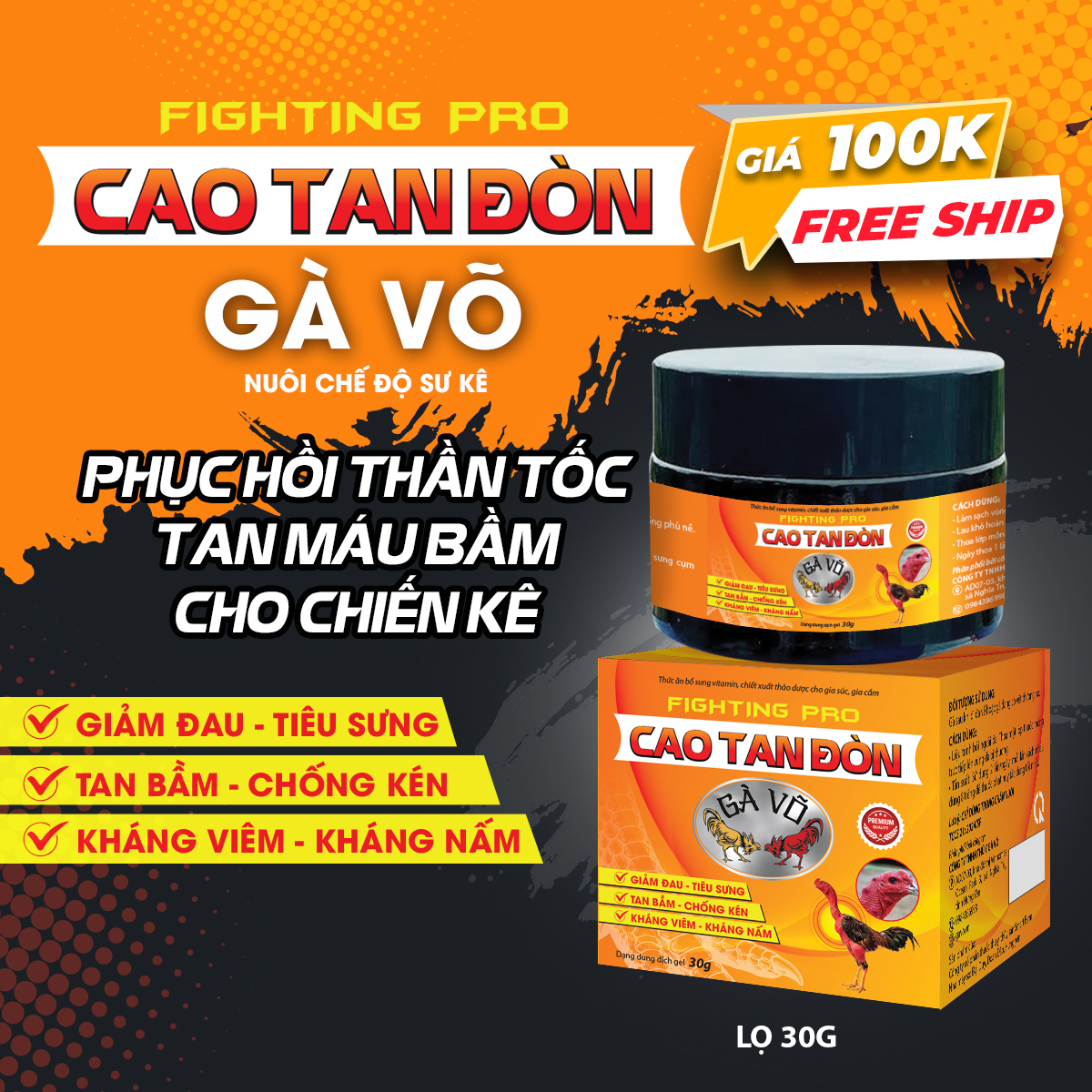 Cao Tan Đòn Gà Võ – Phục Hồi Thần Tốc, Tan Máu Bầm Cho Chiến Kê
