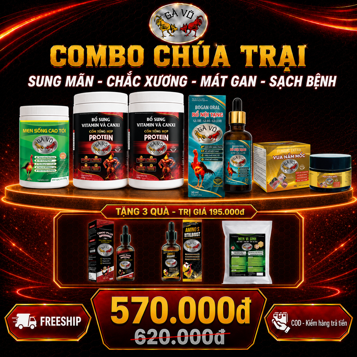 Combo Chúa Trại Gà Võ - Bộ Chăm Toàn Diện 5 Món