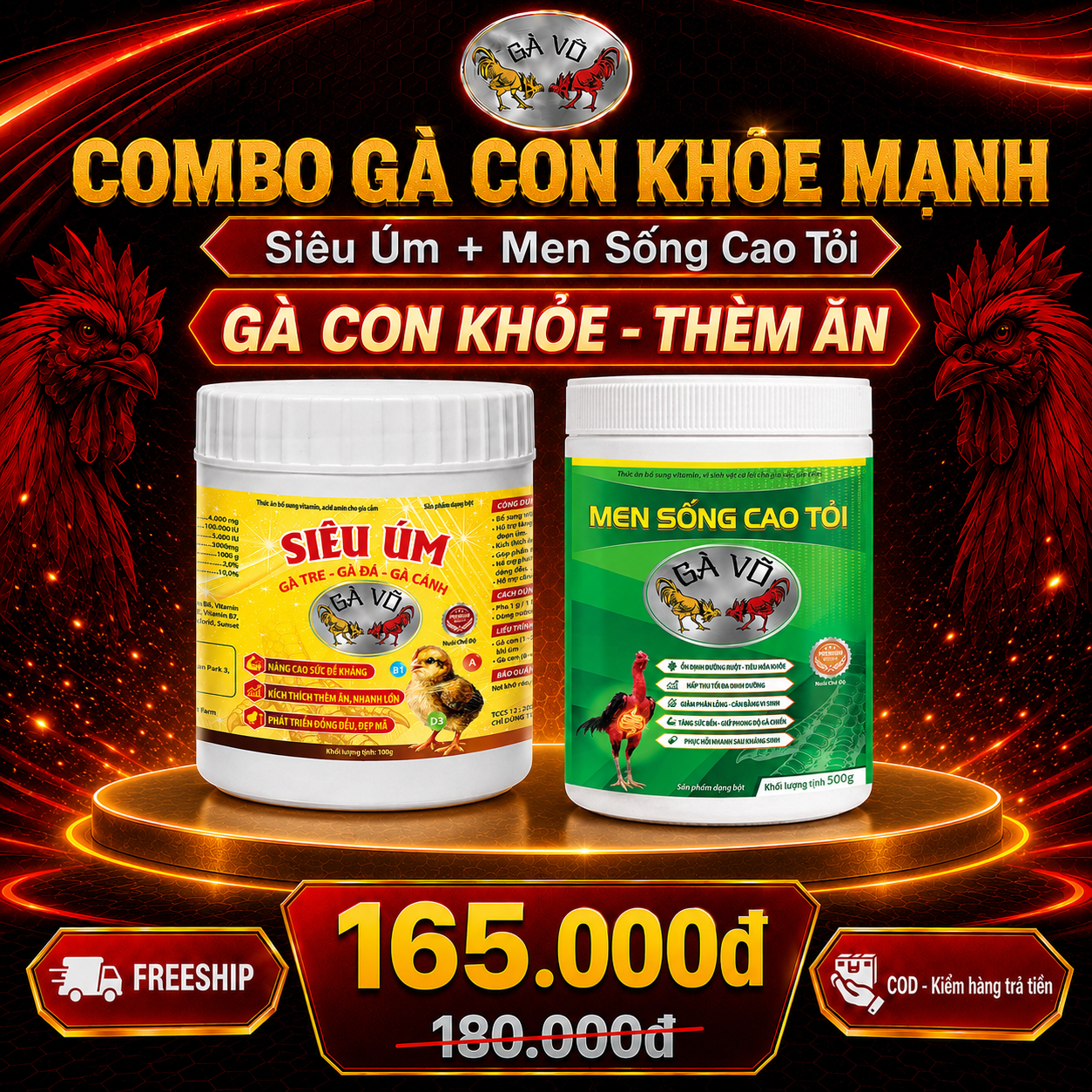 Combo Gà Con Khỏe Mạnh Gà Võ - Tăng Đề Kháng, Thèm ăn & Tiêu Hóa Tốt