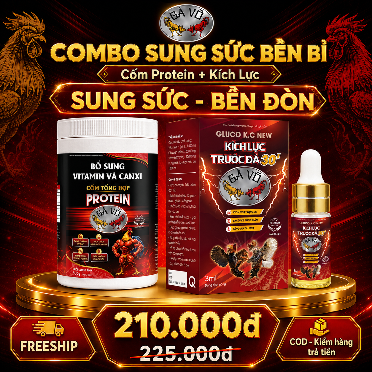 Combo Sung Sức Bền Bỉ Gà Võ - Tăng Cơ Bắp & Kích Lực