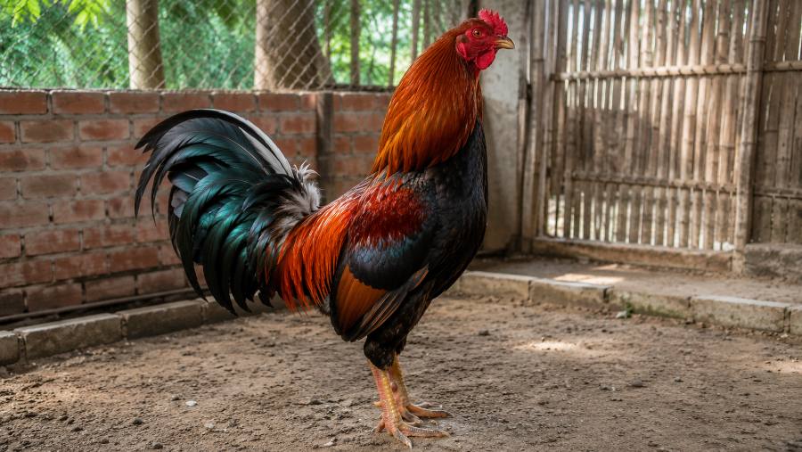 tẩy giun sán cho gà chọi - gà nòi khỏe mạnh trong chuồng sạch