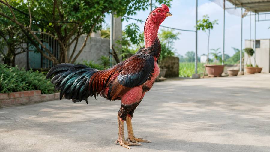 tỉa lông cho gà chọi giúp tản nhiệt - gà nòi tỉa gọn lông cổ và đùi