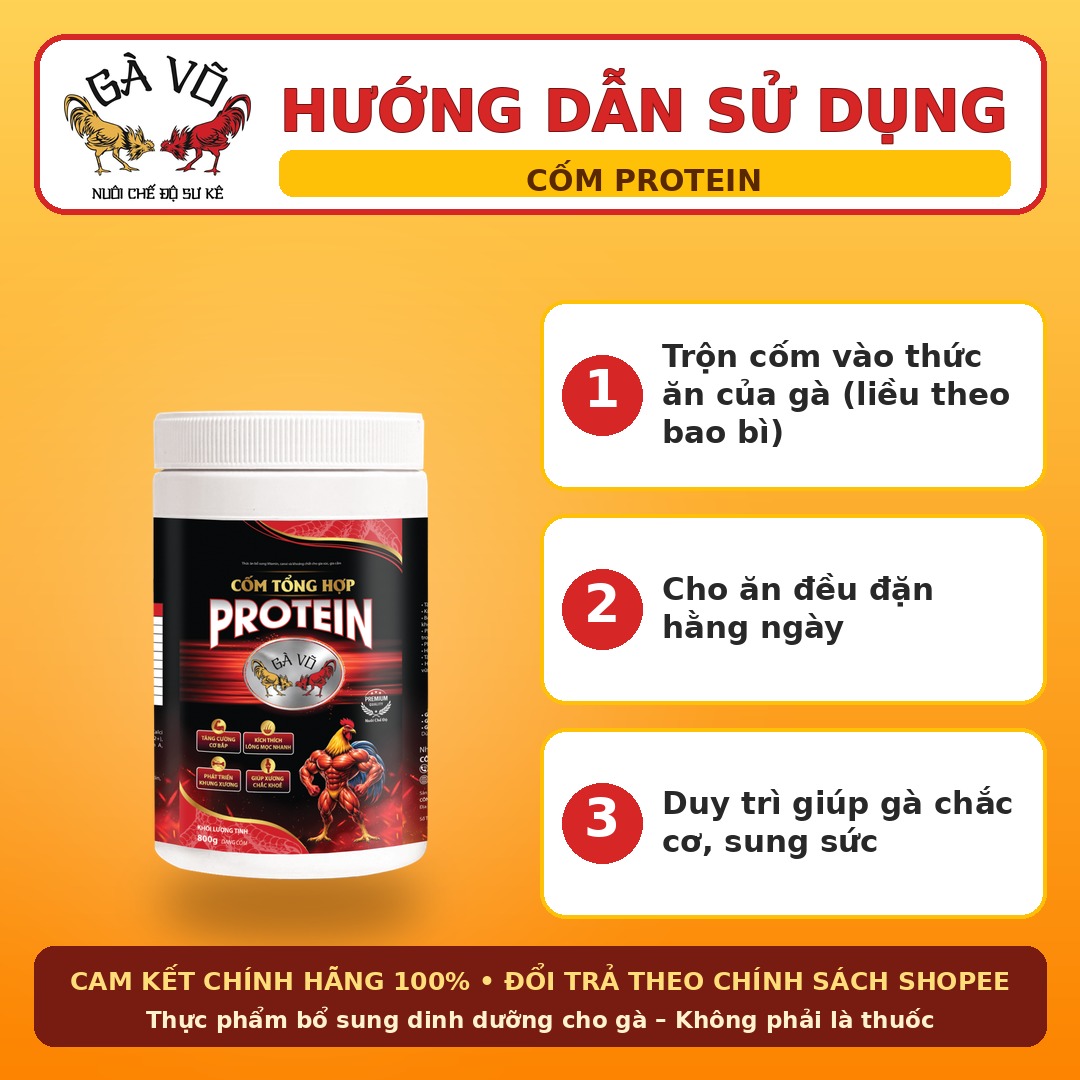 cách dùng cốm tổng hợp protein Gà Võ - trộn vào thức ăn hằng ngày