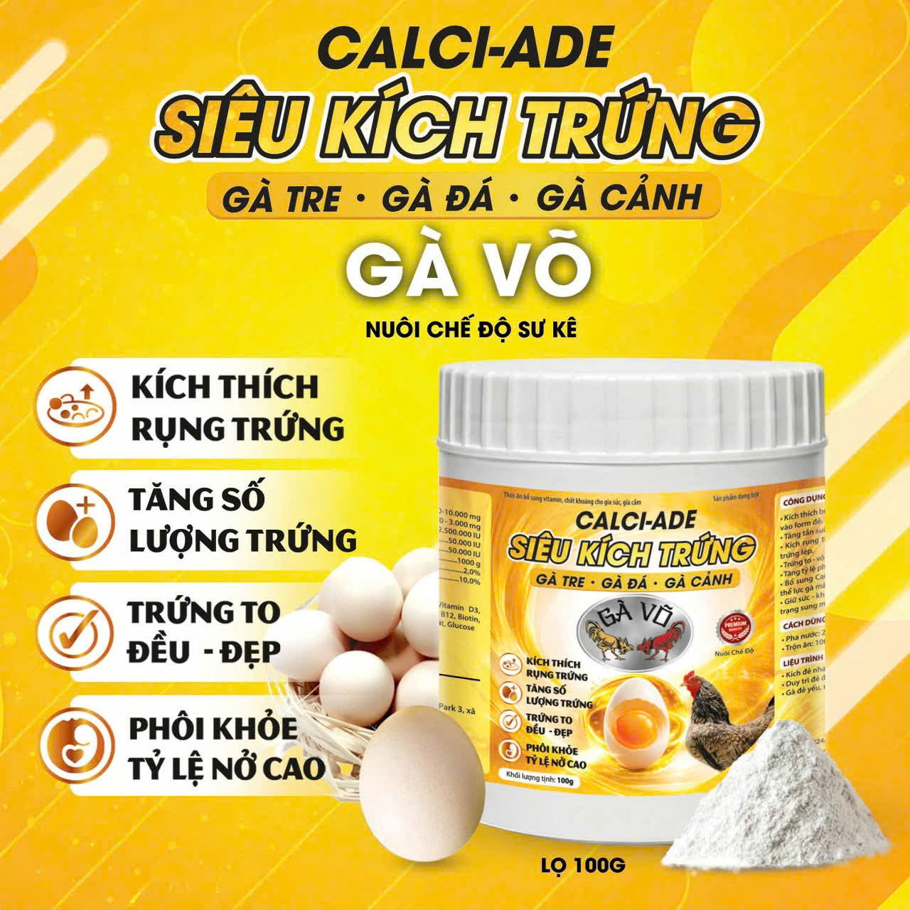 Siêu Kích Trứng Gà Võ - Tăng Tần Xuất Đẻ, Tăng Tỷ Lệ Nở