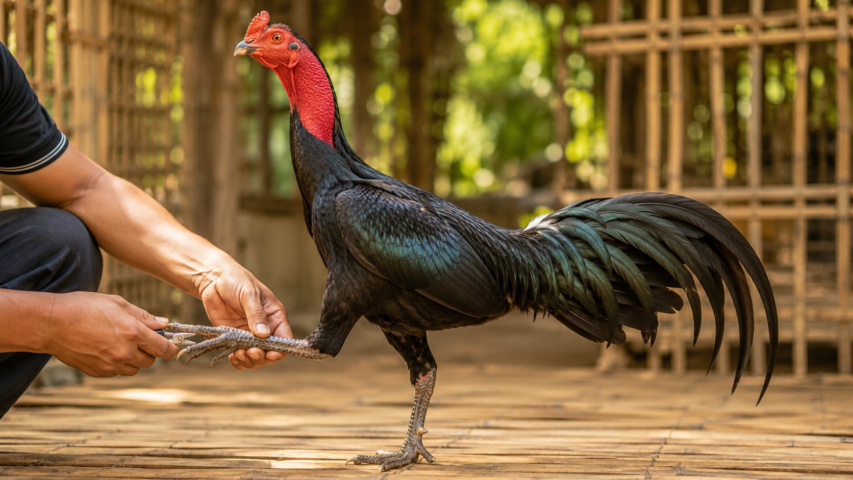 Xem đôi chân, vảy và ngón khi chọn giống gà nòi Kiểm tra ngón chân, móng và vảy chân gà nòi khi xem tướng chọn giống