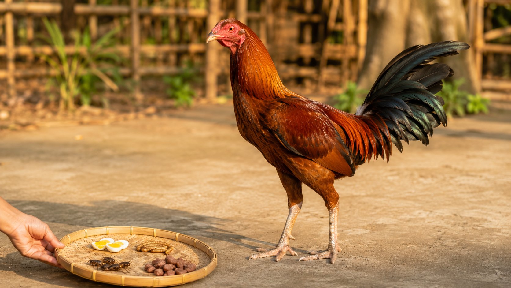 nguồn đạm cho gà gầy: lòng đỏ trứng, sâu, dế, thịt bò