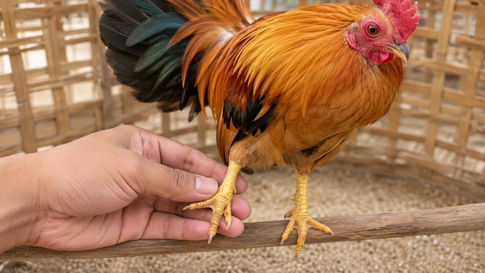 Kiểm tra kỹ da và chân gà tre cảnh khi soi tìm mạt rận vào ban đêm