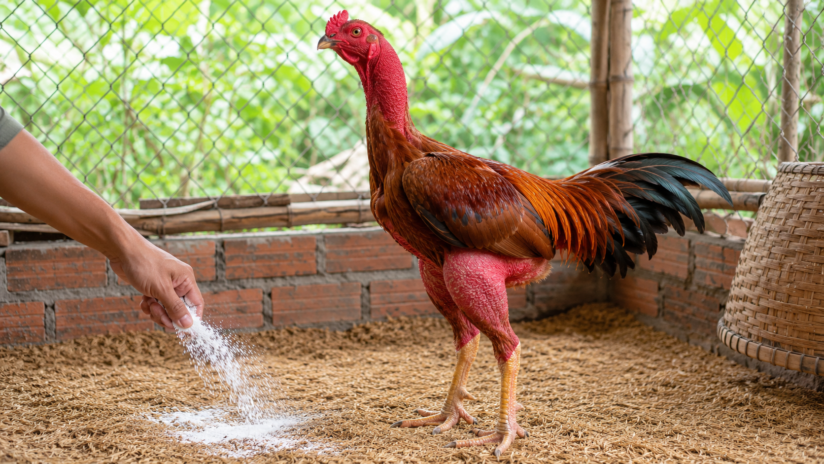 vệ sinh, rắc men vi sinh giữ nền chuồng úm gà con khô sạch