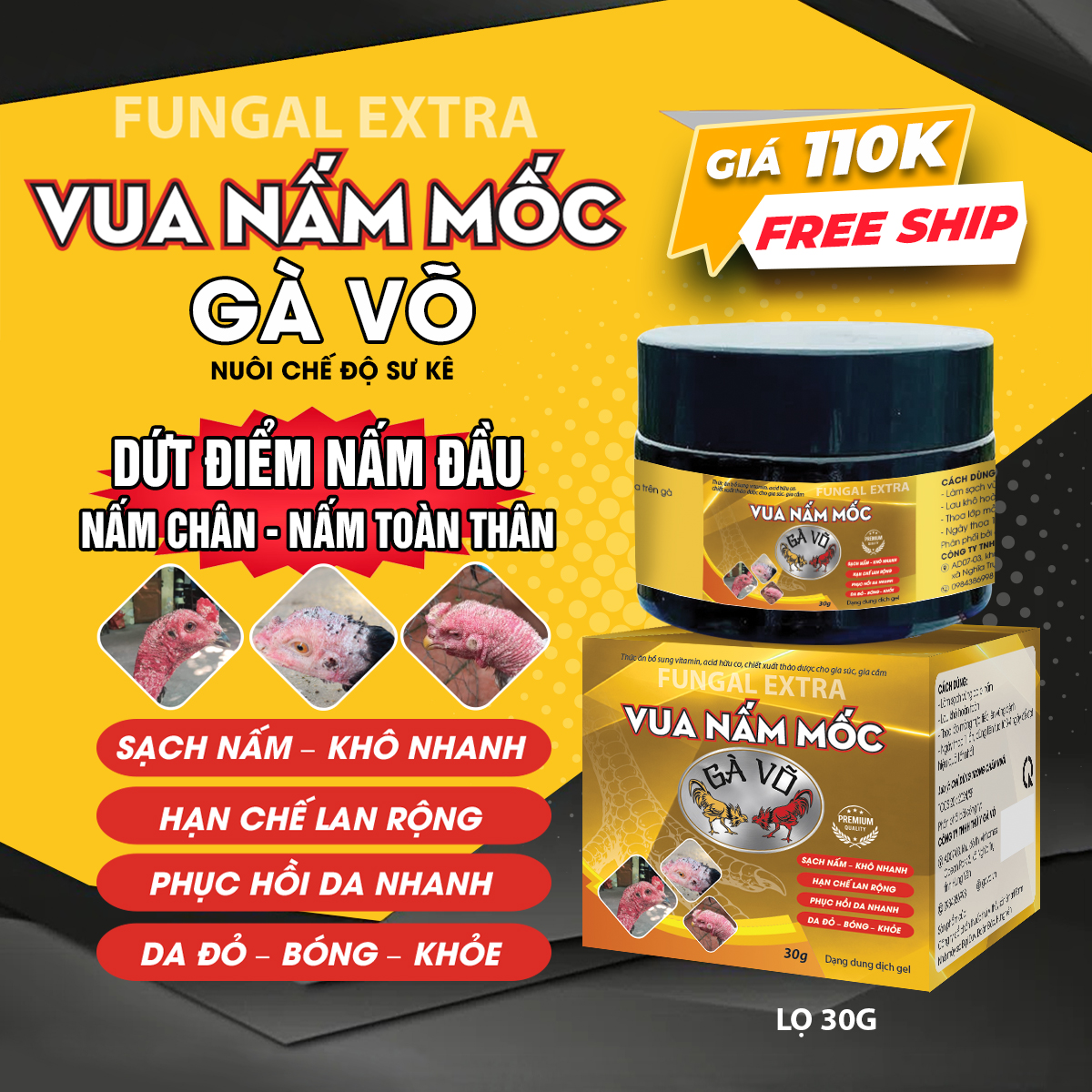 Vua Nấm Mốc Gà Võ : Dứt điểm nấm đầu, Nấm chân, Nấm toàn thân