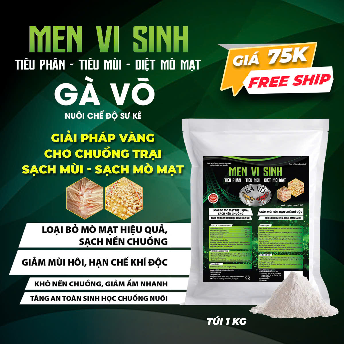Men Vi Sinh Gà Võ: Giải Pháp Vàng Cho Chuồng Trại Sạch Mùi - Sạch Mò Mạt